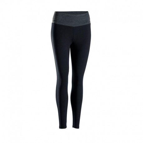 MALLAS YOGA SUAVE MUJER ALGODÓN AGRICULTURA BIOLÓGICA NEGRO/GRIS-DeportesyEjercicio- Leggings, pantalones, shorts