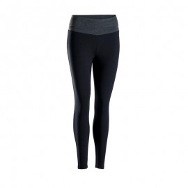 MALLAS YOGA SUAVE MUJER ALGODÓN AGRICULTURA BIOLÓGICA NEGRO/GRIS-DeportesyEjercicio- Leggings