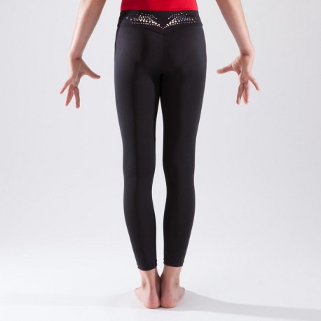 Leggings de gimnasia artística femenina negro lentejuelas-DeportesyEjercicio- Leggings