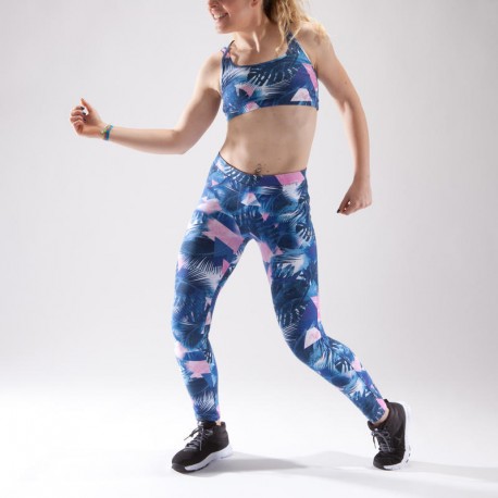 Leggings azules estampados de danza para mujer-DeportesyEjercicio- Leggings