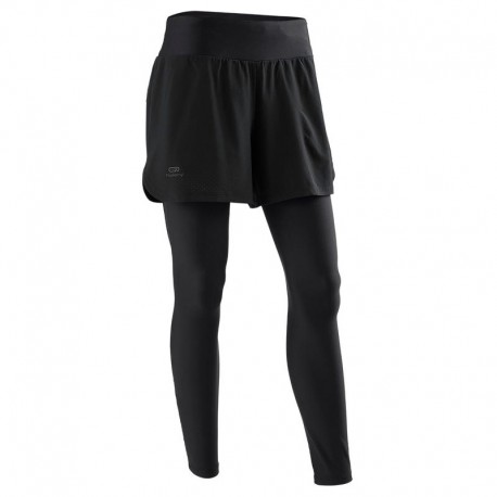 MALLAS-SHORT 2 EN 1 RUNNING MUJER RUN DRY+ NEGRO-DeportesyEjercicio- Leggings