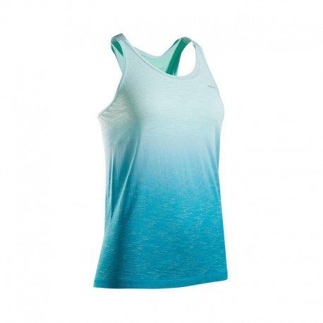 PLAYERA SIN MANGAS RUNNING MUJER CON SUJETADOR-TOP INTEGRADO KIPRUN CARE VERDE-DeportesyEjercicio- Playeras sin mangas