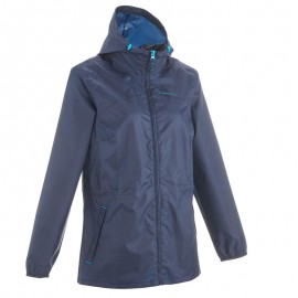 Impermeable senderismo en naturaleza mujer Raincut cierre azul c-DeportesyEjercicio- Chamarras