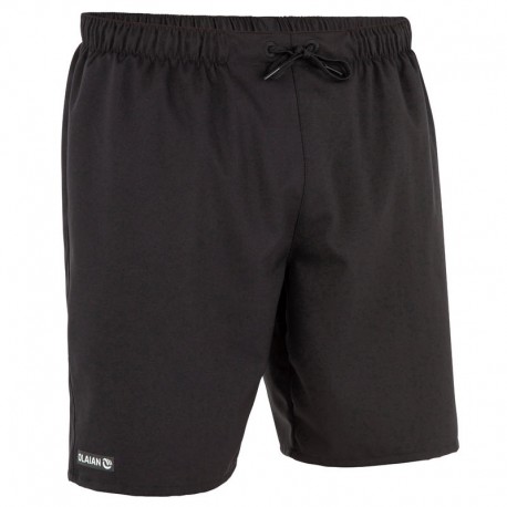 Traje de baño tipo boardshort para hombre Surf Olaian 100 Simple Black 18"-DeportesyEjercicio- Trajes de baño para mujer