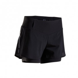 SHORT RUNNING MUJER CON MALLAS INTEGRADAS 2 EN 1 KIPRUN NEGRO-DeportesyEjercicio- Ropa para mujer