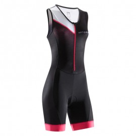 TRAJE DE TRIATLÓN SD PARA MUJER. NEGRO-ROSA, SIN MANGAS, CIERRE FRONTAL-DeportesyEjercicio- Trajes de neopreno