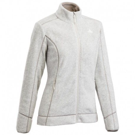 Sudadera polar de senderismo montaña mujer MH120 Gris claro-DeportesyEjercicio- Ropa para mujer