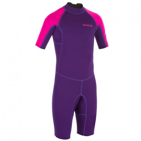 Traje de surf tipo bóxer 100 Neopreno 1.5 mm niños Morado rosa-DeportesyEjercicio- Kitesurf