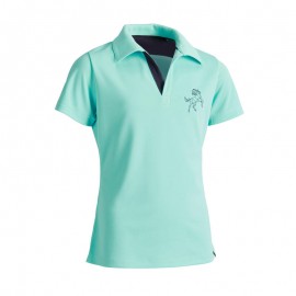 Playera tipo polo manga corta equitación júnior 500 MESH turquesa y azul marino-DeportesyEjercicio- Equitación