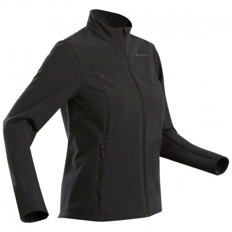 Softshell trekking montaña TREK 100 WINDWARM mujer negro-DeportesyEjercicio- Impermeables y rompevientos