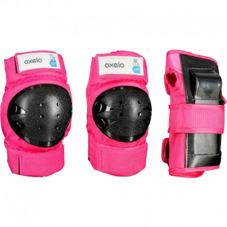 Set 3 protecciones patines patineta patín del diablo niños BASIC rosa-DeportesyEjercicio- Patinetas, longboards, waveboar