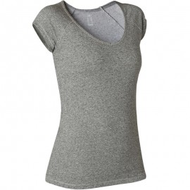 Playera Sport Pilates Gimnasia Suave Mujer 500 Slim Gris-DeportesyEjercicio- Playeras