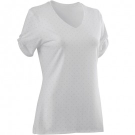 Camiseta 510 pilates y gimnasia suave mujer blanco estampado-DeportesyEjercicio- Playeras