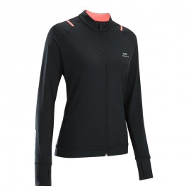 CHAMARRA DE JOGGING PARA MUJER RUN DRY NEGRO CORAL-DeportesyEjercicio- Playeras