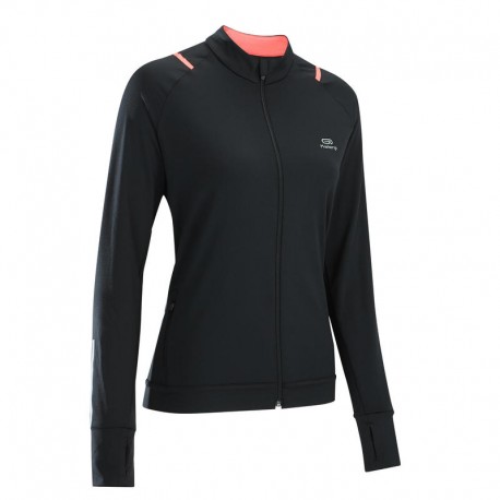 CHAMARRA DE JOGGING PARA MUJER RUN DRY NEGRO CORAL-DeportesyEjercicio- Playeras