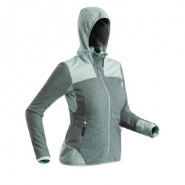 Chamarra polar de senderismo nieve mujer SH500 x-warm gris-verde-DeportesyEjercicio- Polares