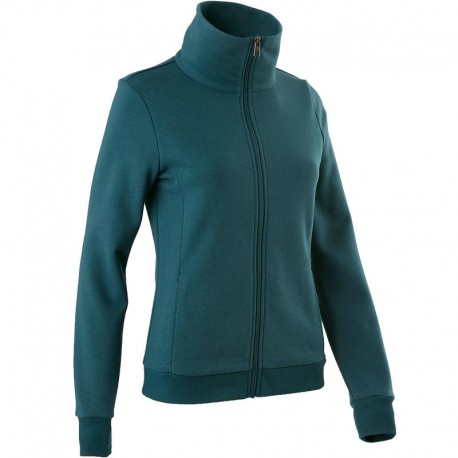 Sudadera 500 cuello alto pilates y gimnasia suave mujer azul oscuro-DeportesyEjercicio- Chamarras