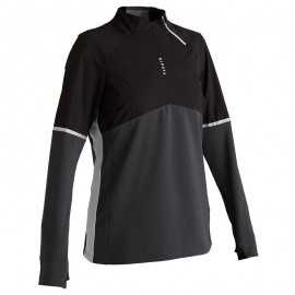 Sudadera de entrenamiento de fútbol T500 mujer negro-DeportesyEjercicio- Chamarras