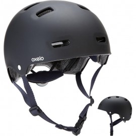 Casco para andar en patines, patineta, patín del diablo MF500 negro azul-DeportesyEjercicio- Patinetas, longboards, waveboar