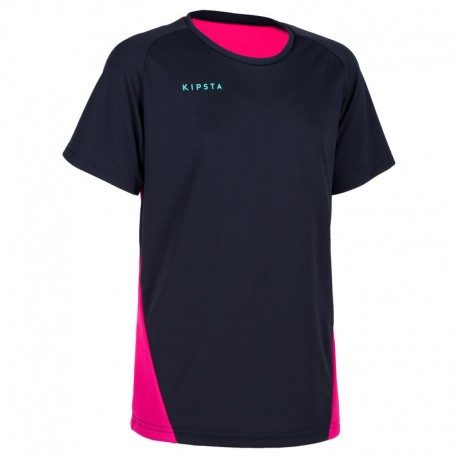 Camiseta de voleibol para niña V100 Azul y Rosa-DeportesyEjercicio- Voleibol