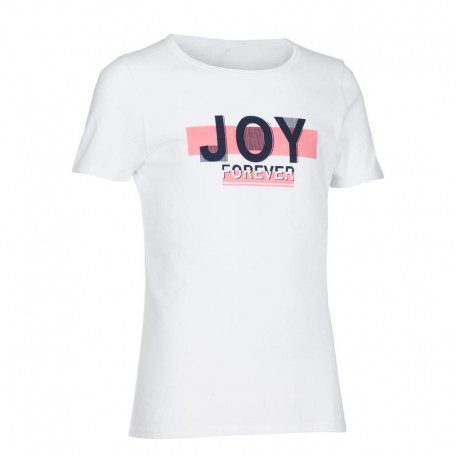 Playera manga corta 100 niña GIMNASIA INFANTIL blanco estampado-DeportesyEjercicio- Gimnasia educativa y deportiva