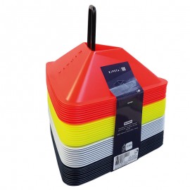 Pqt. de 40 conos Essential 4 colores (amarillo, naranja, gris, azul)-DeportesyEjercicio- Handball